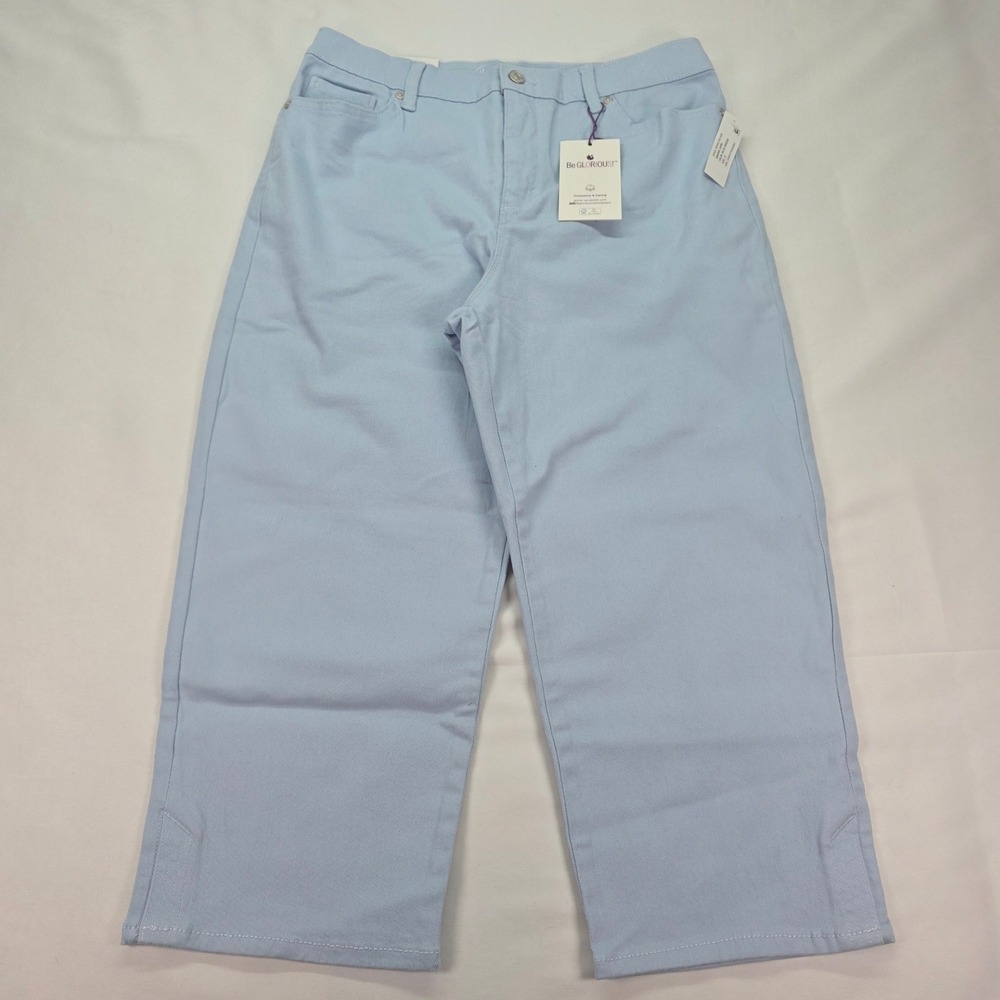 New Gloria Vanderbilt Amanda Wide Leg Crop Jeans Light Blue Breeze Size 12 NWT
